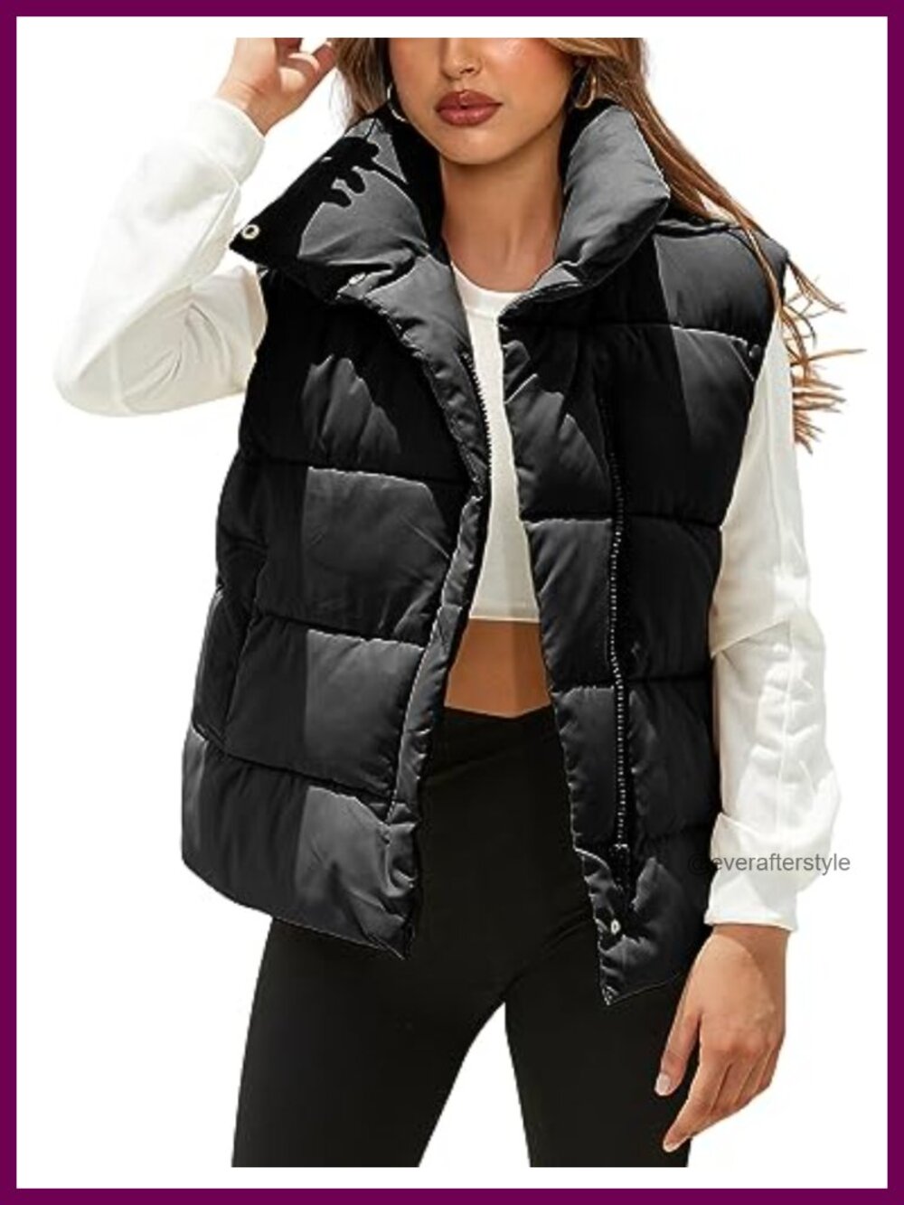 Oversized Quilted Puffer Vest Sleeveless Zip Jacket